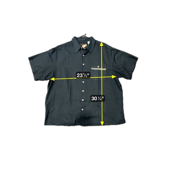 Caribbean Embroidered Cocktail Button Front Shirt Black Sz 3X Pineapple Tropical - Picture 7 of 10
